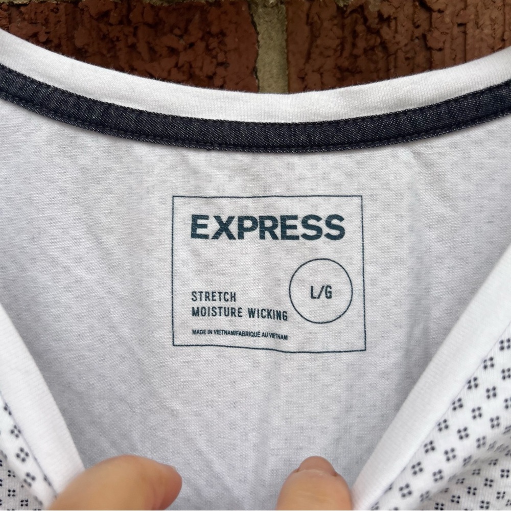 Express White And Mini Dotted Patterned Short Sle… - image 2